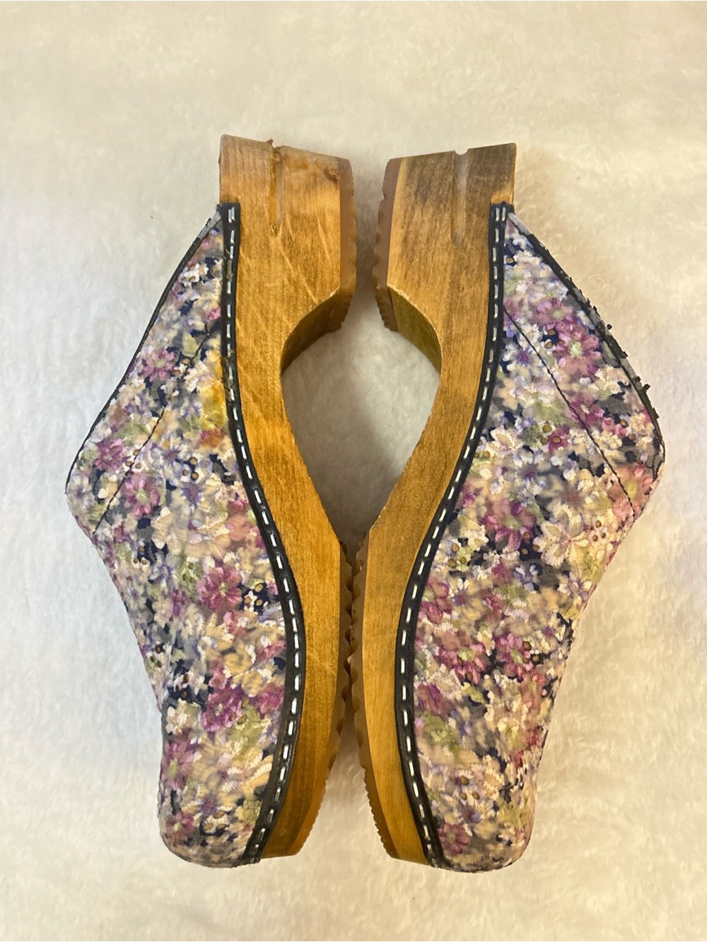 Sanita Floral Leather Professional Clogs Wood Sole Slip On Comfort EU 42 - Picture 3 of 15